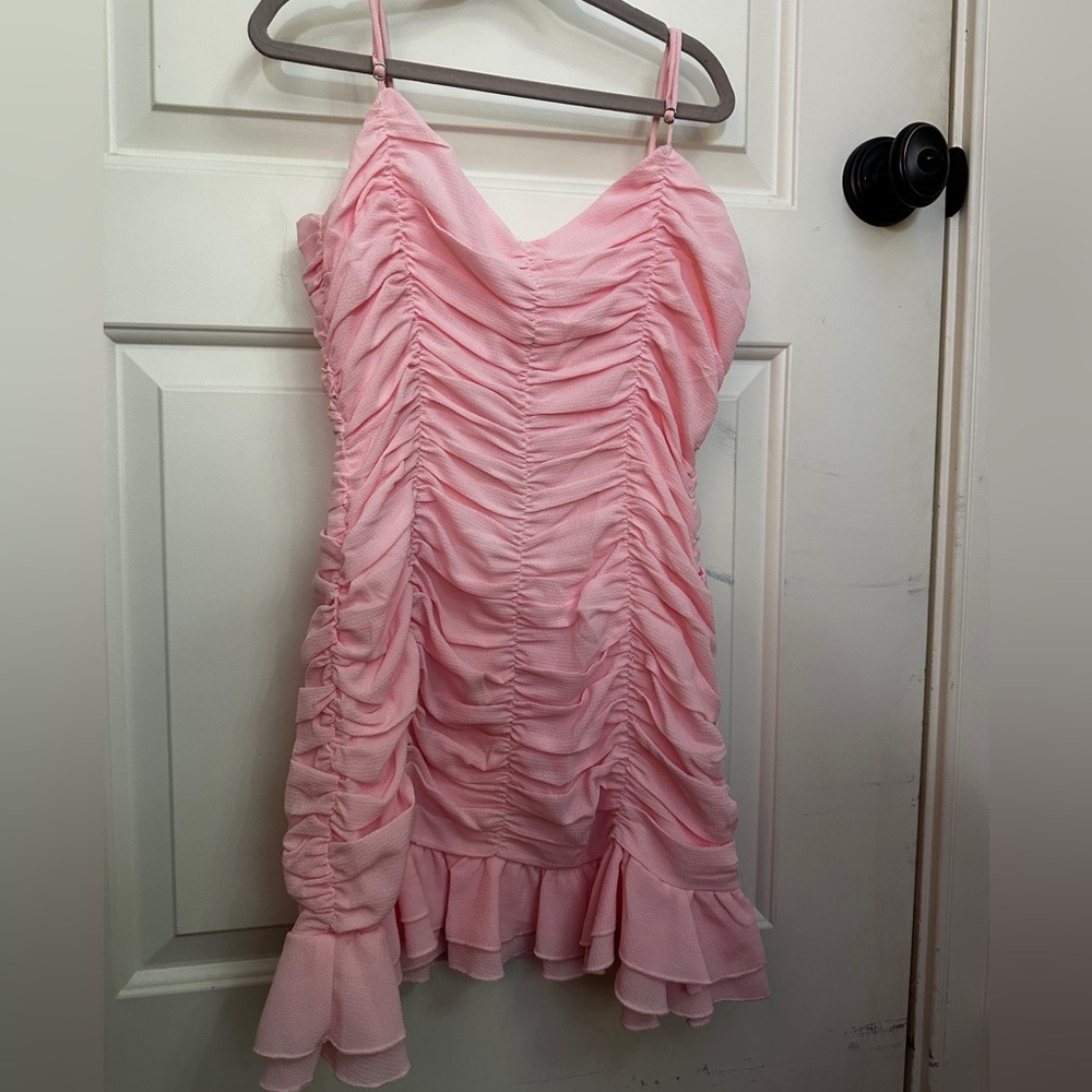 Pink Ruched Sleeveless Dress